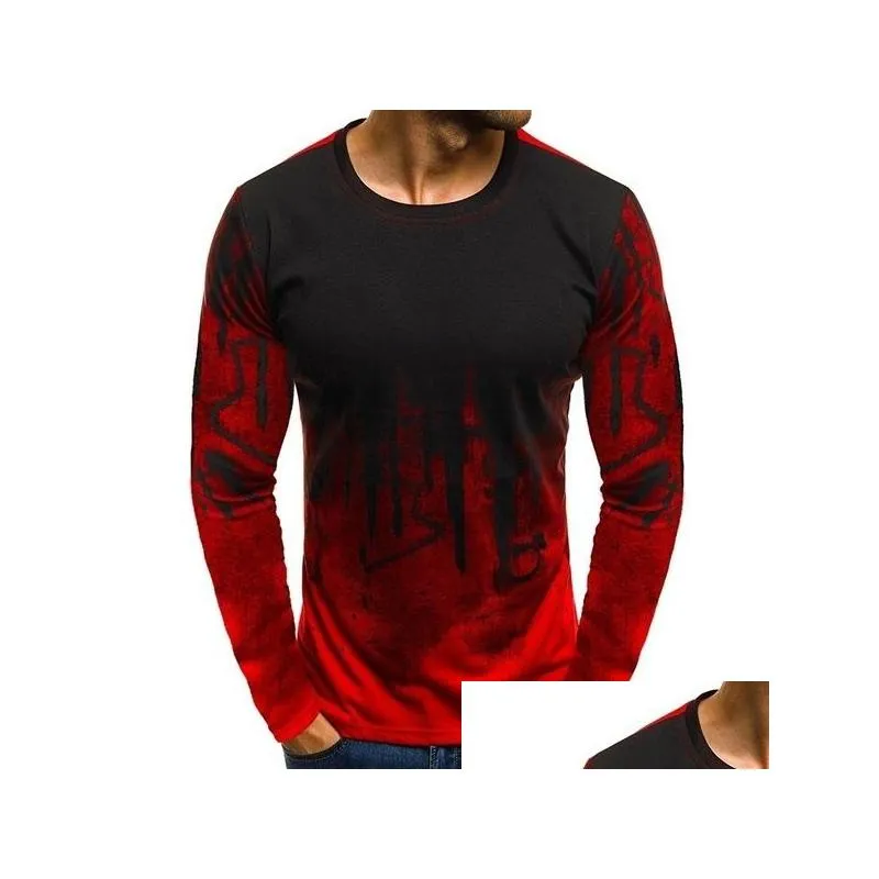 Men`S T-Shirts Mens T Shirts Sport Fitness Camouflage Long Sleeve Printed T-Shirt Loose Casual Crew Neck Drop Delivery Apparel Clothin Dhypc