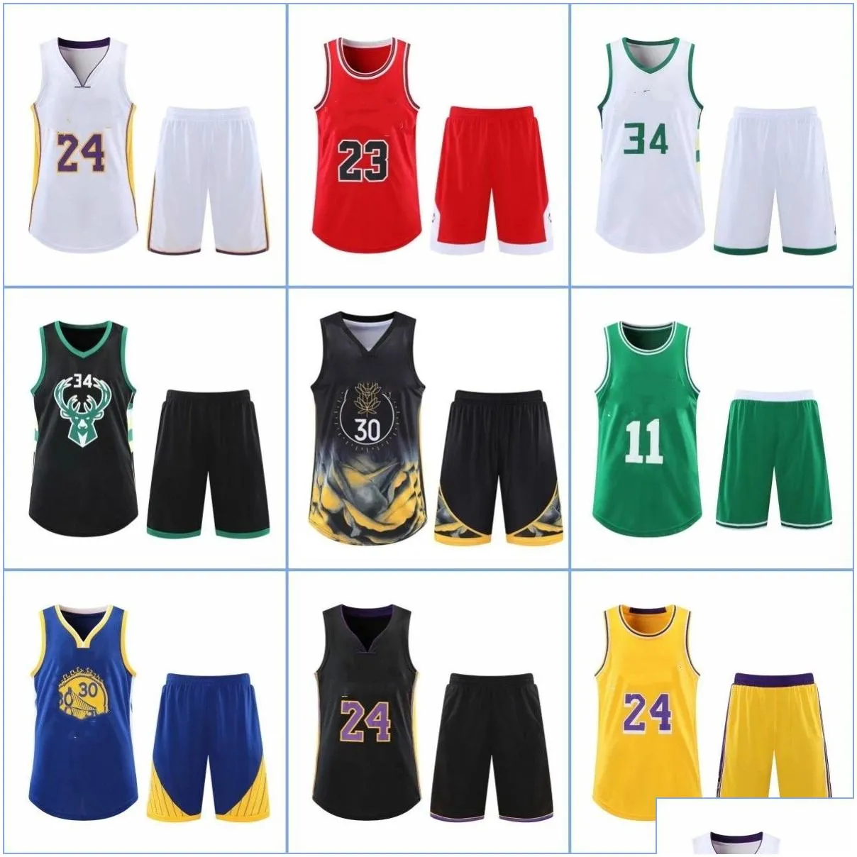Outdoor T-Shirts Tshirts Custom Basketball Jersey Set For Men Kids Club College Team Professional Training Uniforms Suit Quick Dry Spo Dhcsl