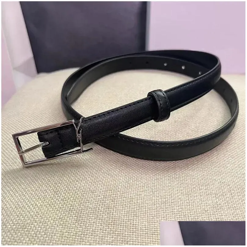 Fashion Leather Belt Mens Designer Belts For Womens Thin Belt Gold Silver Buckle Belts Cowskin Waistband Cintura Ceintures Girdle