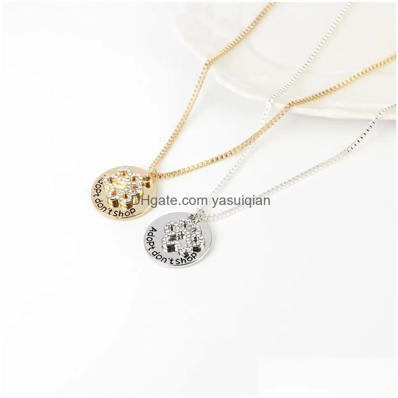 Pendant Necklaces Adopt Dont Shop Animal Lovers For Women Crystal Cat Dog Claw Box Chains Shelter Pet Rescue Fashion Jewelry Gift Drop Dh97E