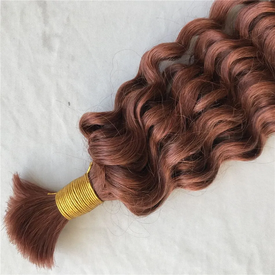 Bulks Deep Wave Bulk Hair Extensions Brazilian Human Hair No Weft #33 Bulk Human Hair for Braiding FDshine