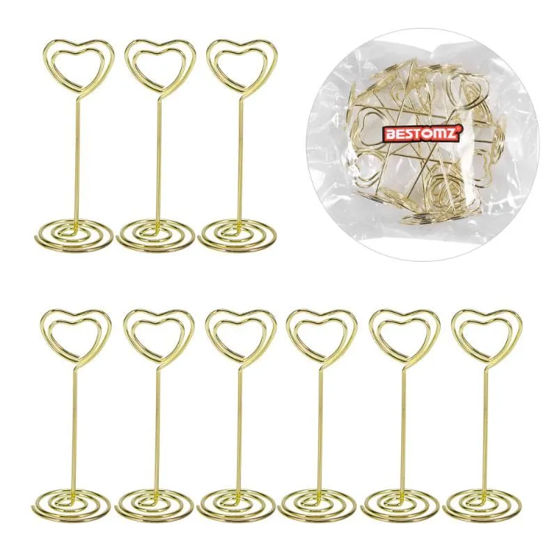 Party Decoration Golden Heart Shape Po Holder Stands Place Card Paper Menu Clips Table Number Holders For WeddingsParty