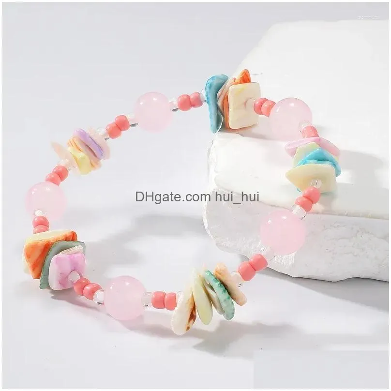 charm bracelets bohemian starfish conch shell bracelet irregular stone rice beads chain for women summer trend beach wristband jewelry