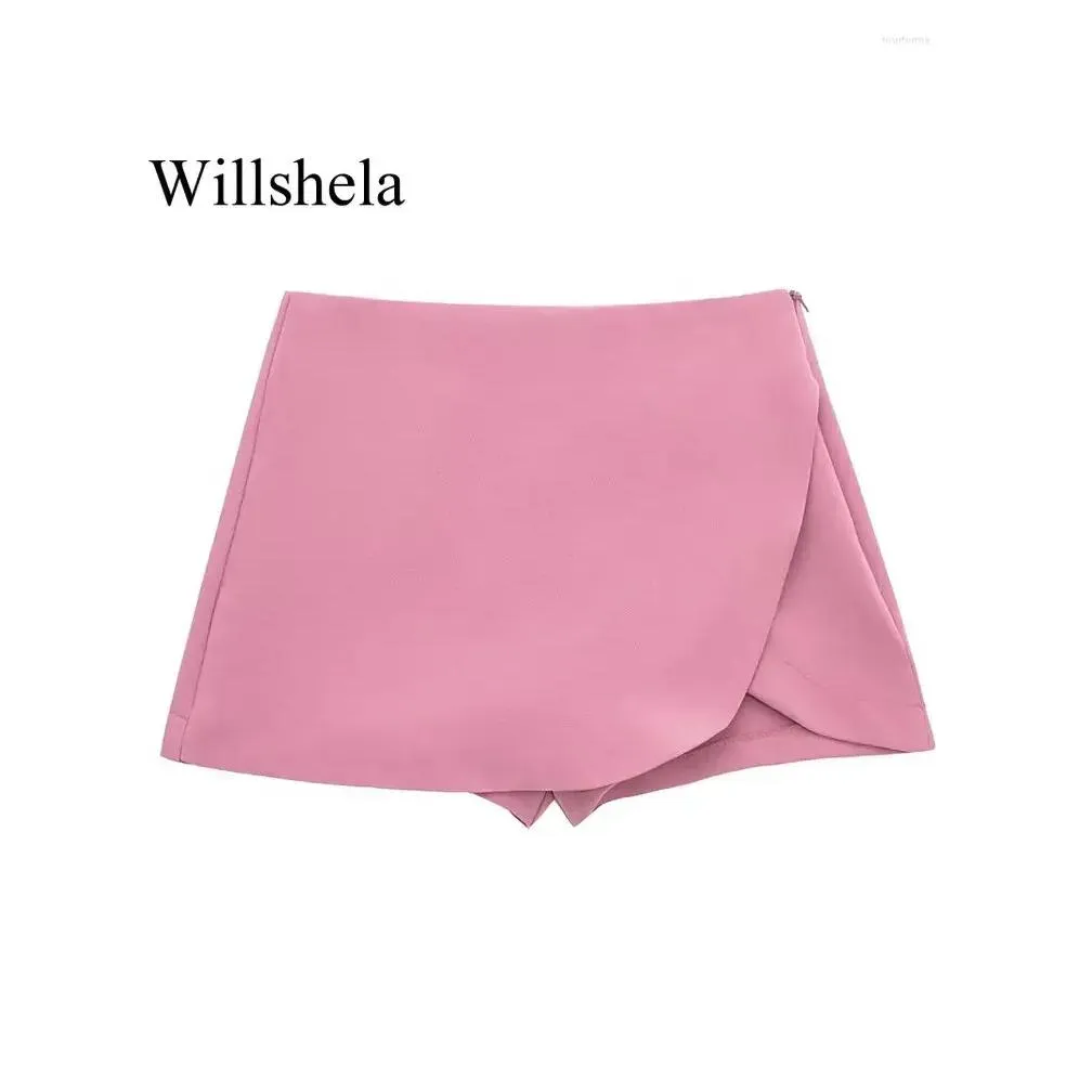 Women`S Shorts Womens Women Fashion Solid Side Zipper Skirts Vintage High Waist Female Chic Lady Drop Delivery Apparel Clothing Otk1R