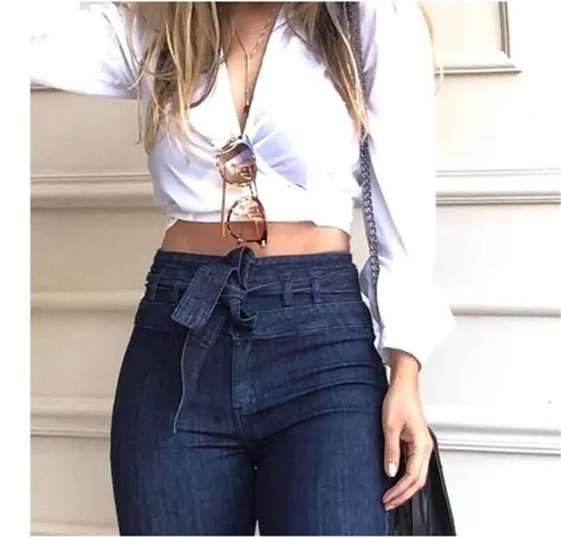 Womens High Waist Jeans Autumn Fashion Solid Denim Flare Pants Street Hot Wide Flare Jeans Female Sexy Ladies Flared Trousers