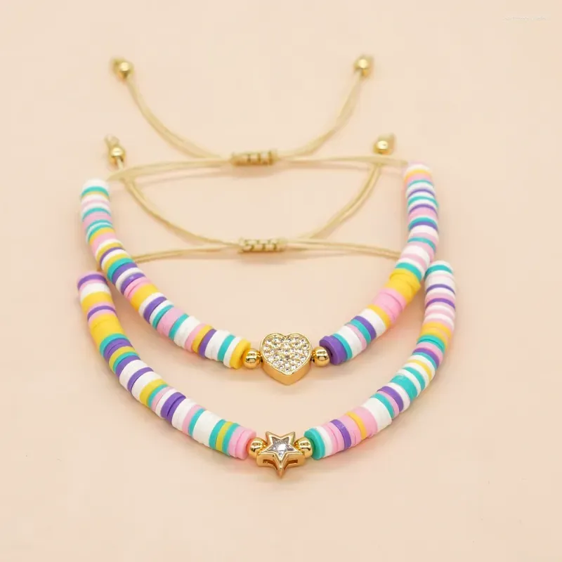 Charm Bracelets YASTYT Handmade For Women Trendy Micro Inlays Heart And Star Pendants With Colorful Polymer Clay
