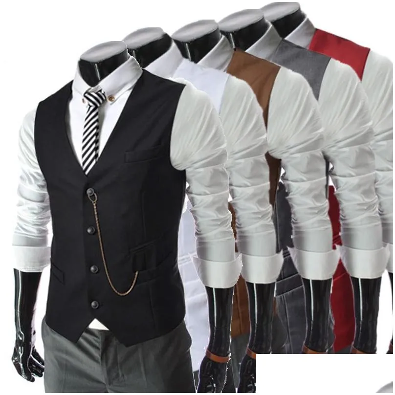 Men`S Vests Men Business Formal Mens Waistcoat Fashion Groom Tuxedos Wear Bridegroom Casual Slim Vest Custom Made With Drop Delivery A Dh8Qm