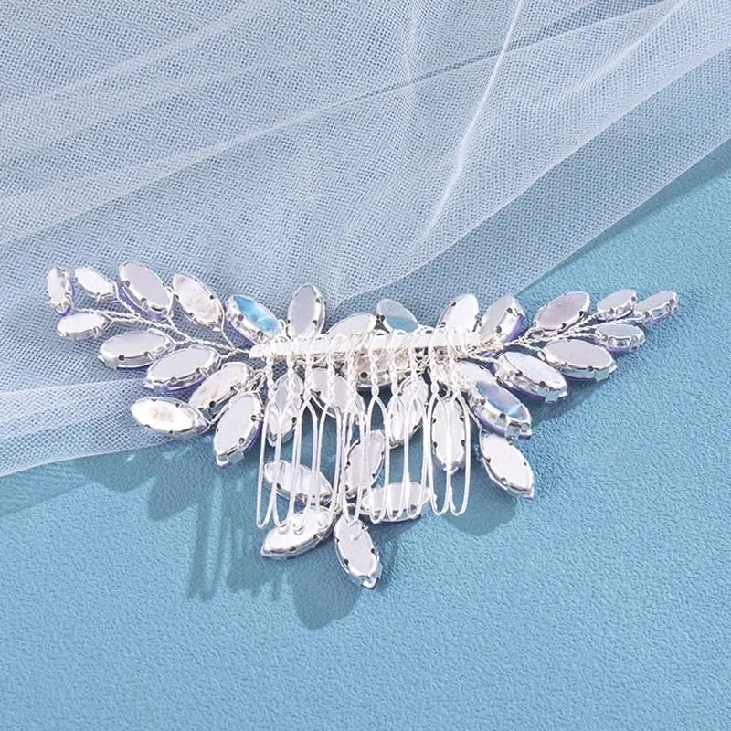 Hair Clips Bride Wedding Combs Purple Rhinestone Designs Silver Plated Metal Headpieces Fairy Crystal Headdress Jewelry For Women