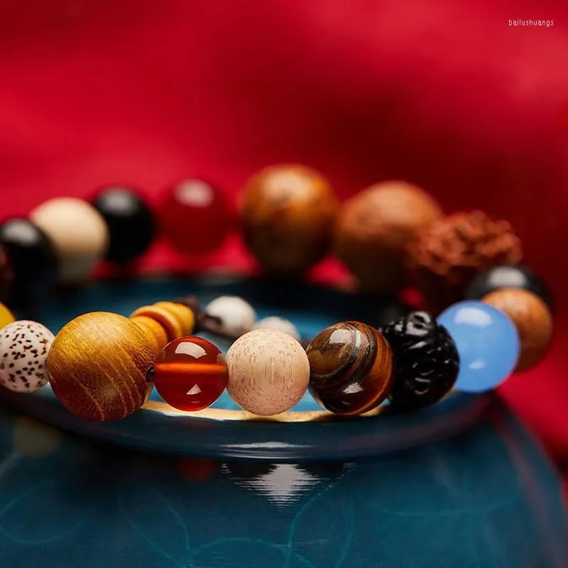 Strand Buddhist Beads Pendant Hand String Eighteen Seeds Wood Chanting Bracelet Handheld Rosary Sandalwood Bracelets Jewelry Gifts