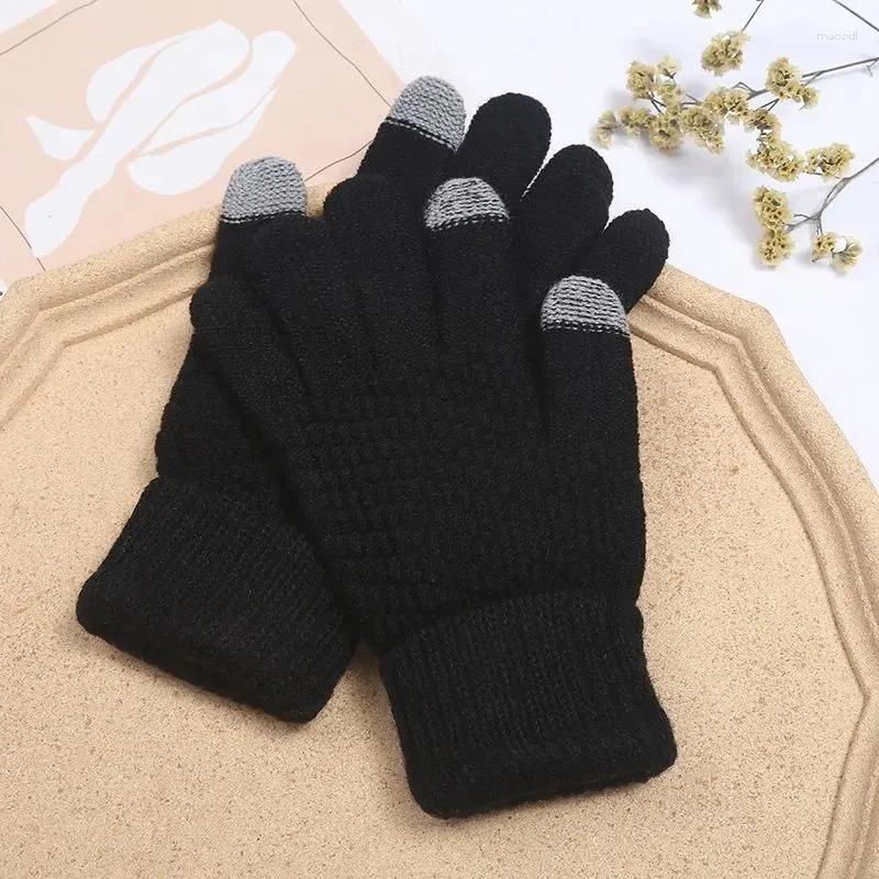 Cycling Gloves For Women In Winter Plush And Thick Cold Resistant Cute Touch Screen Warm Woolen Knitted Equipment