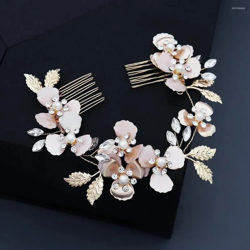 Hair Clips Bride Wedding High-end Jewelry Light Luxury Exquisite Pearl Head Rhinestone Pair Comb Plate Insert