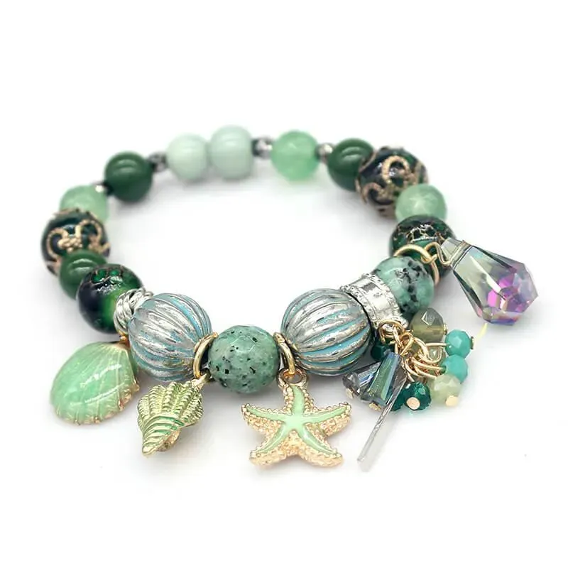 Charm Bracelets 2021 Fashion Summer Ocean Bohemia Starfish Bracelet Women Sea Conch Shell For Jewelry Bijoux Gift Her WW-51