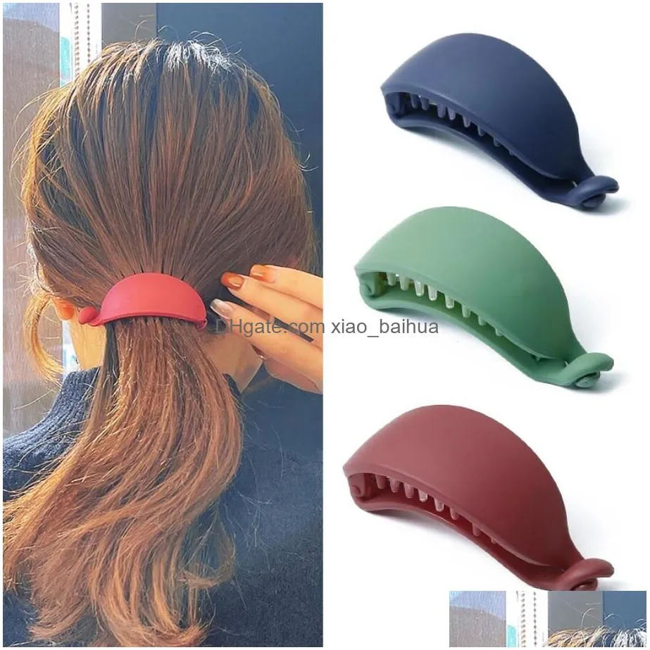 Hair Clips & Barrettes Cute Candy Colors Banana Shape Claws Women Girls Sweet Hairs Ponytail Holder Hairpins Fashion Accessories Drop Dhgzh