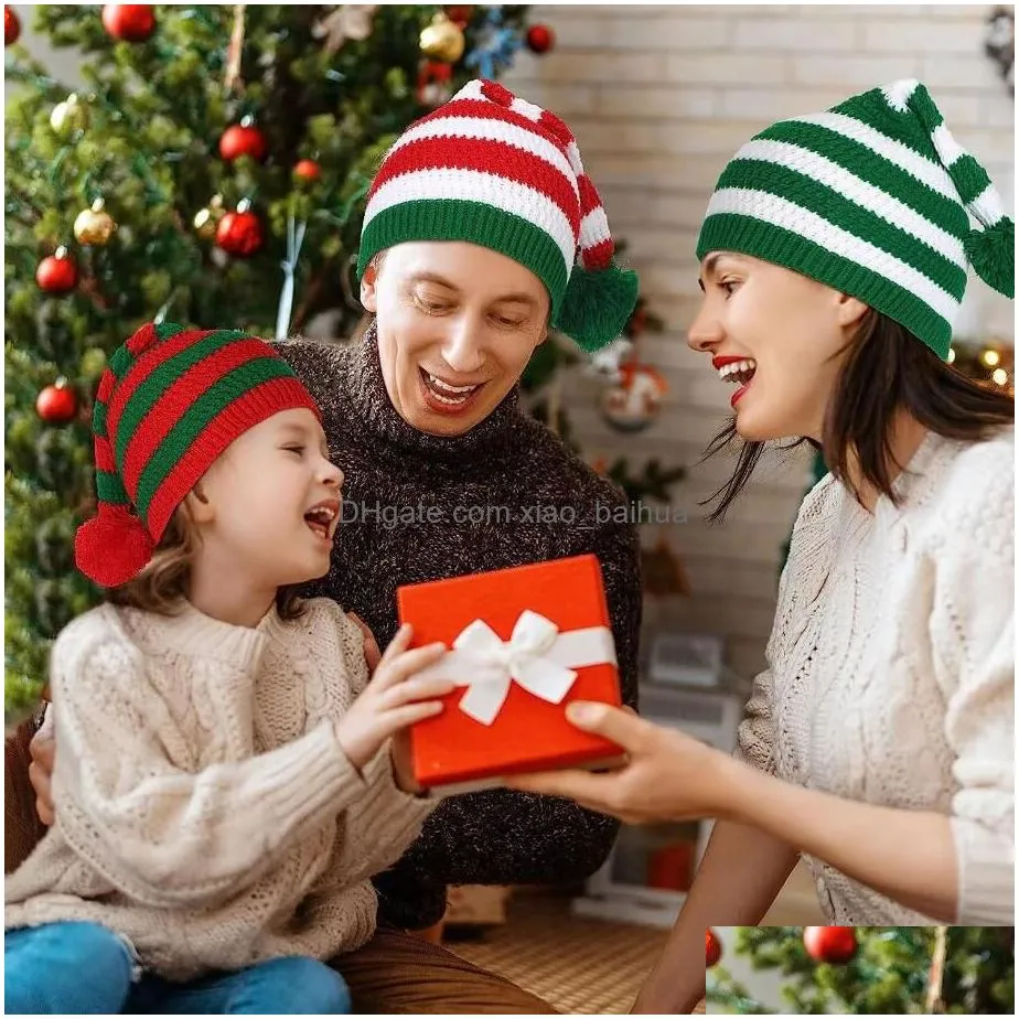 Beanie/Skull Caps Knitted Kids Christmas Hat Cute Parent-Child Pompom Adt Child Soft Beanie Santa Cap New Year Party Kid Gift Drop Del Dhjcm