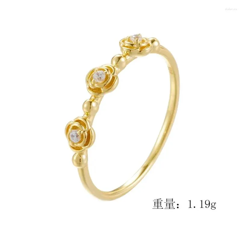 Cluster Rings 925 Sterling Sier Ring Sweet Rose Flower Finger 18K Gold Plated Jewelry For Women Wedding Party Fine Gifts Drop Deliver Otp7C