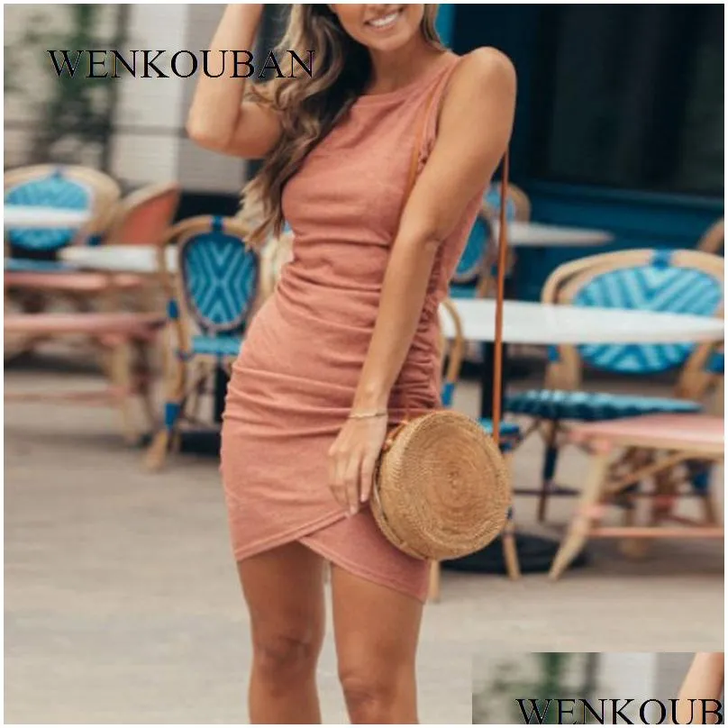 Basic & Casual Dresses Summer Sundress Women Sleeveless Y Dress Ladies Mini Bodycon Vestido Party Robe Femme 2021 Drop Delivery Appar Dhy17