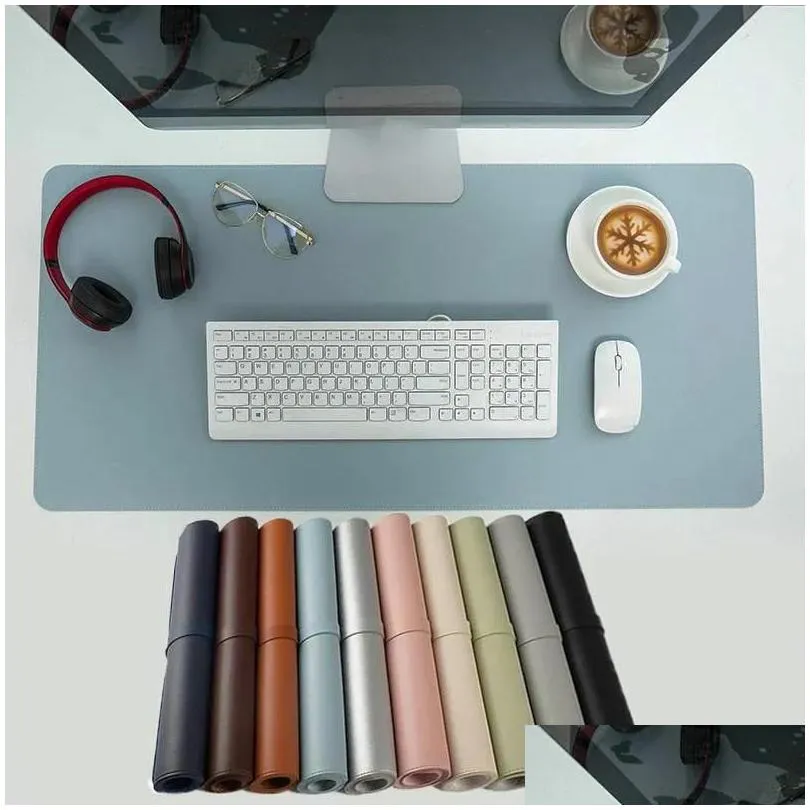 Mouse Pads & Wrist Rests 80X40Cm Large Pad Pu Leather Gamer Waterproof Suede Desk Mat Computer Mousepad Keyboard Table Er Portable Dro Ot42W