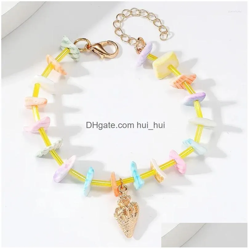 charm bracelets bohemian starfish conch shell bracelet irregular stone rice beads chain for women summer trend beach wristband jewelry