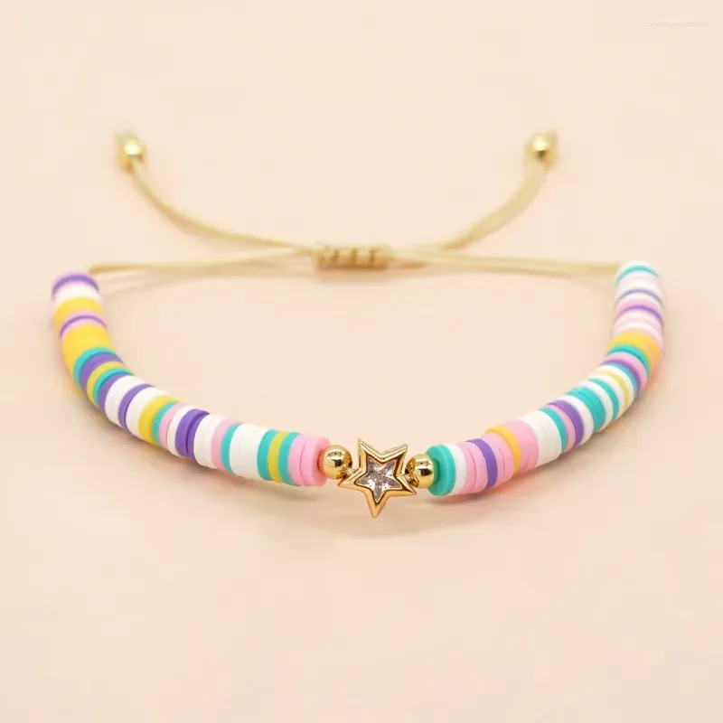 Charm Bracelets YASTYT Handmade For Women Trendy Micro Inlays Heart And Star Pendants With Colorful Polymer Clay