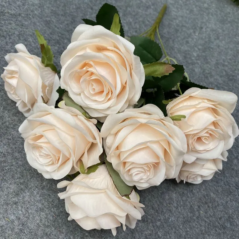 9 Heads Rose Bouquet Artificial Flower Wedding Rose Decor Scene Display Floral