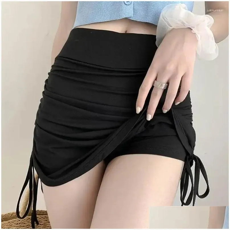 Skirts Female Harajuku Summer Autumn Period Ladies Thread Side Draw String Elastic Sexy Mini Womens Y2K Chic