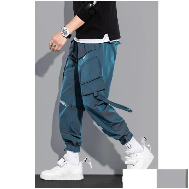 Men`S Pants Mens Cargo Fashion Hip Hop Mti-Pocket Trousers Trendy Streetwear Solid Sweatpants Pantalones Casuales Para Hombre Drop De Dhtdo