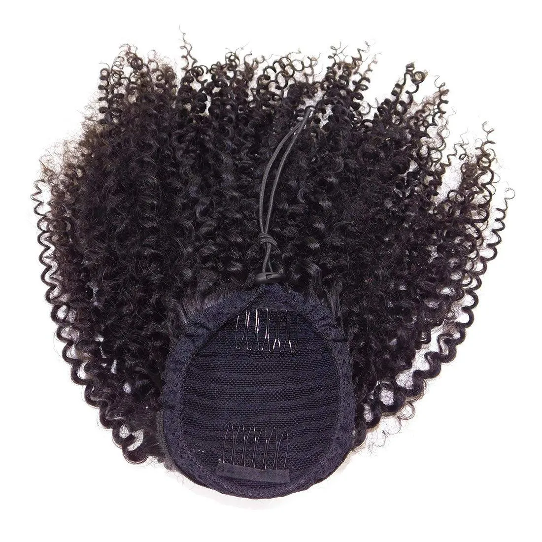 Easy Ponytail Hairstyles Clip In Human Hair Drawstring Ponytail 1b Kinky Curly Drawstring pony tail Afro puffs Virgin Curly pony