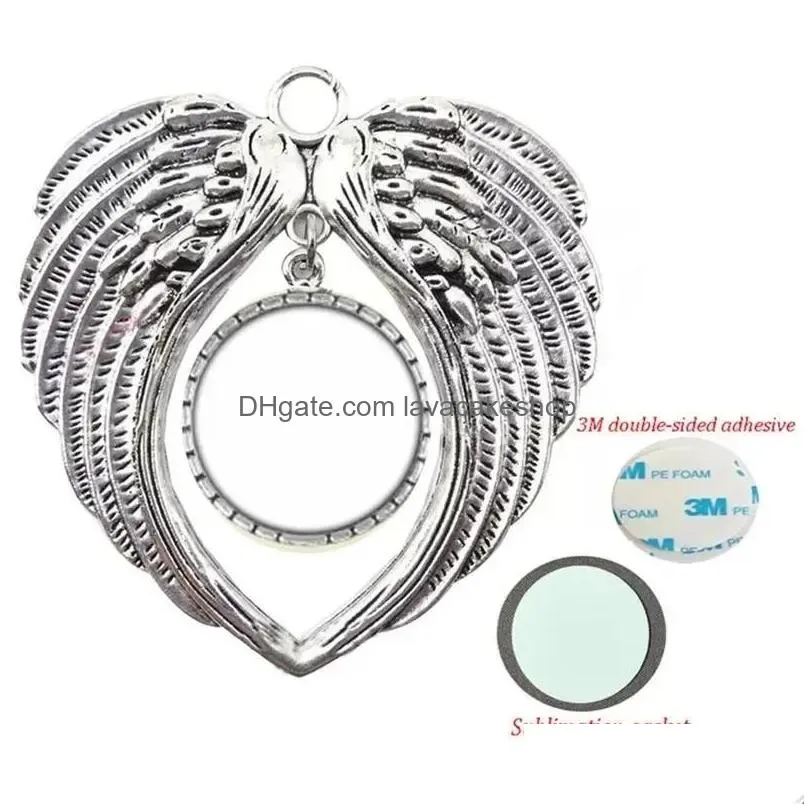 Christmas Decorations Decoration Sublimation Blanks Angel Wings Shape Pendent Transfer Printing Xmas Diy Consumables Supplies 1102 Dro Dhxxt