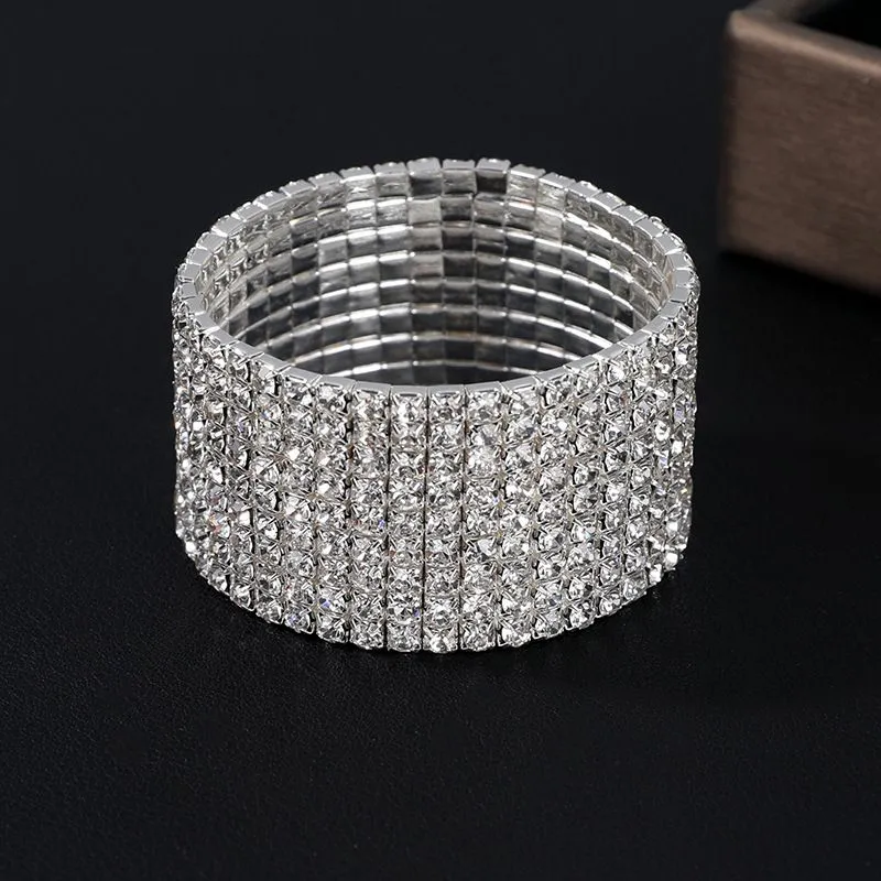 cross border hot selling bracelets from Europe and America, multiple rows full of diamonds, fashionable artificial diamonds, trendy