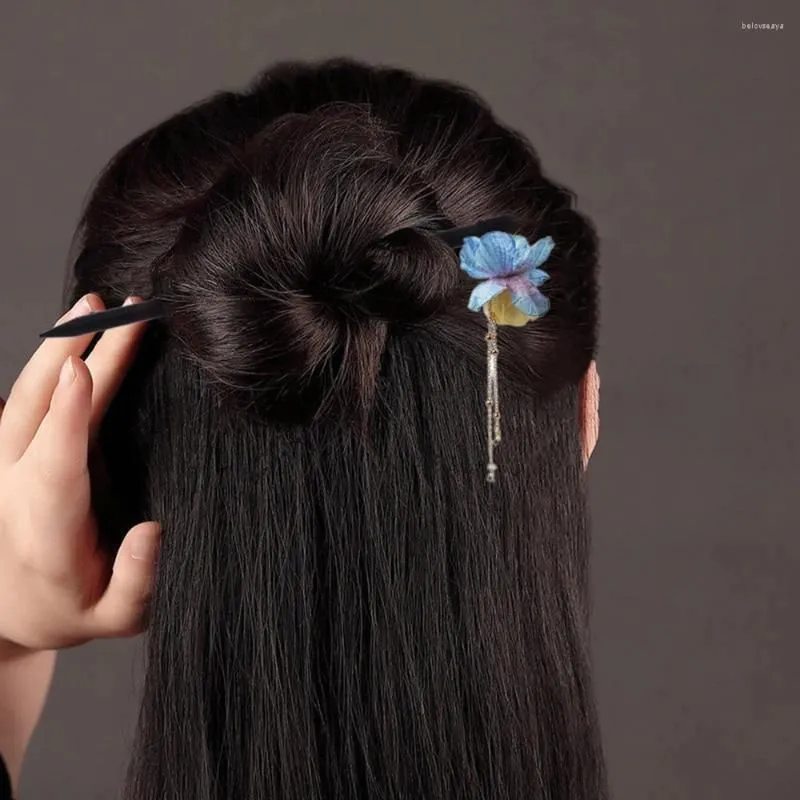 Hair Clips Chinese Stick Durable Wooden Tassel Chopsticks For Girls Women Ladies