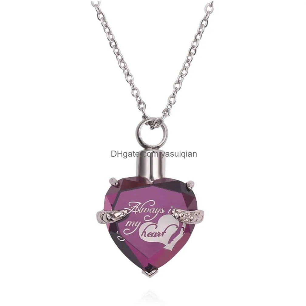 Pendant Necklaces Custom Made Name Letter Urn Cremation Ashes Necklace For Dad Mom Child Pet Friend Heart Shape Open Locket Personaliz Dh0P6