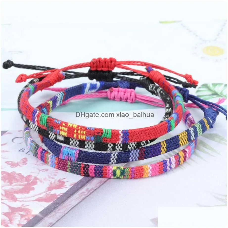 Anklets Bohemia Mticolor Handmade Woven For Women Men New Rope Chain Adjustable Bracelets Fashion Beach Anklet Drop Delivery Jewelry Dhyhe