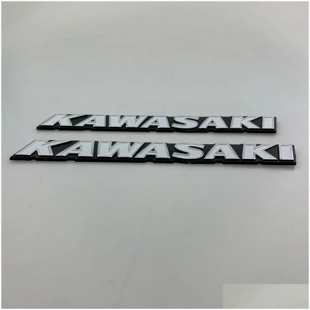 For modified Kawasaki Kawasaki retro car street car stereoscopic aluminum fuel tank hard standard white lettering buoy Decal metal274r