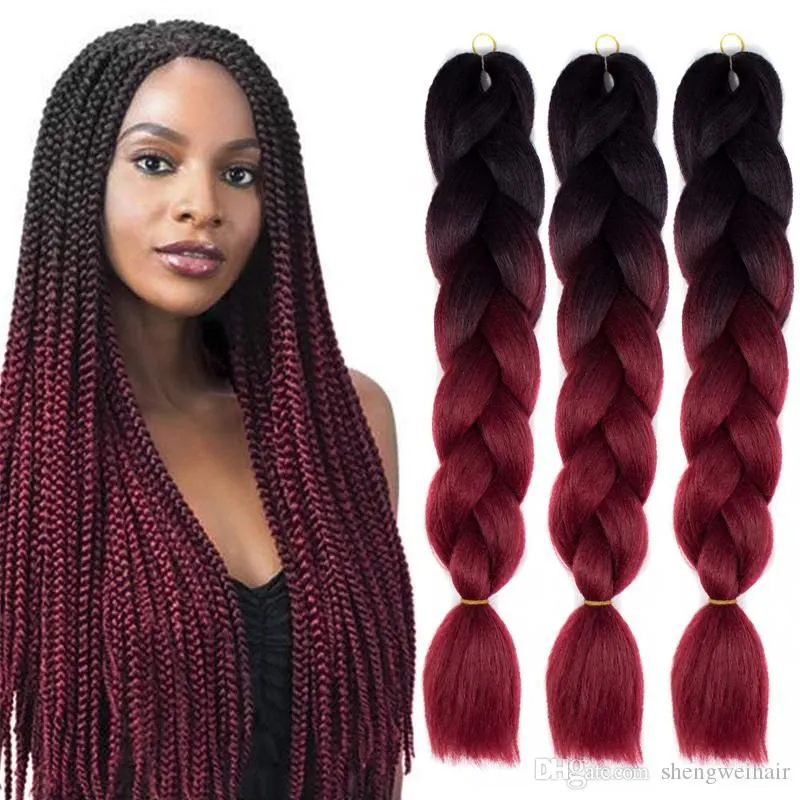 Ombre Xpression Braiding Hair Two Three Tone Jumbo Box Crochet Braid Synthetic Extensions 100 Expression Braids 24 Inch Over 40