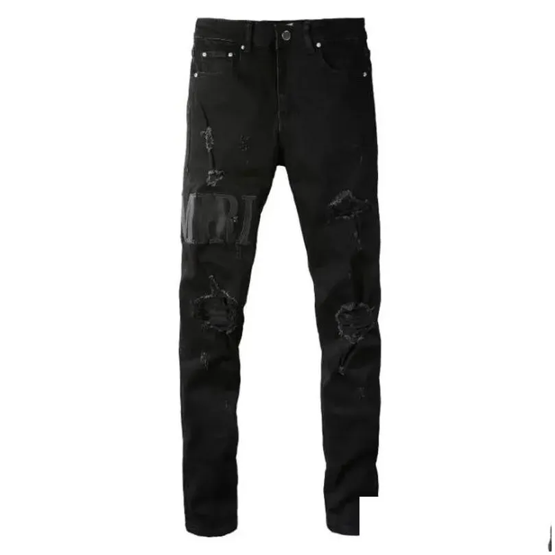 2023New Men Jeans Hole Light Blue Dark gray Italy Brand Man Long Pants Trousers Streetwear denim Skinny Slim Straight Biker Jean for D2 Top