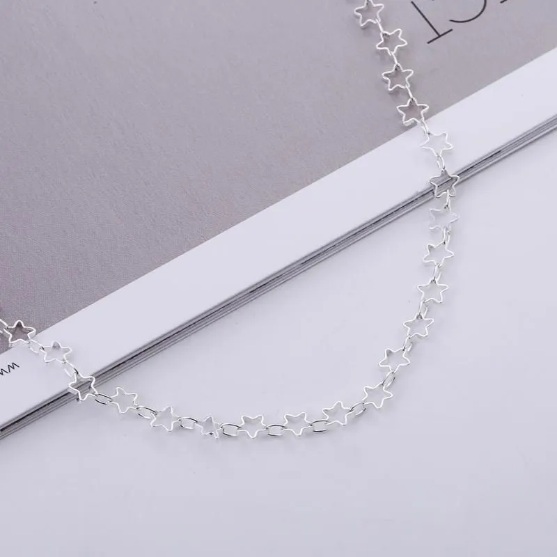 Trendy Creative Exquisite Hollow Star Chain Choker Necklace Charm Gold Silver Color Metal Party Statement Necklaces For Women Chokers