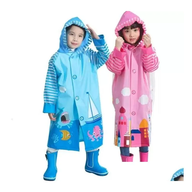 Raincoats Ups Children Raincoat 2022 New Cartoon Cape-Style Girl Boy Kids Students Bicycle Poncho Rain Coat Waterproof Ra Drop Deliver Dhnj1