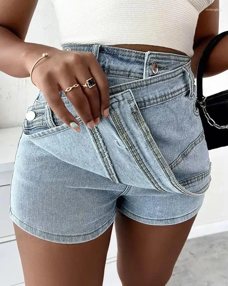 Skirts Irregular A-line Wide Leg Denim Short Pants American Style Skirt Women`s Summer Anti-light