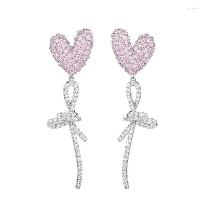 Dangle Earrings Women 2022 Fashion Zircon Inlaid Ear Jewelry Wholesale  Sweet Taste Pink Confession Love Balloon