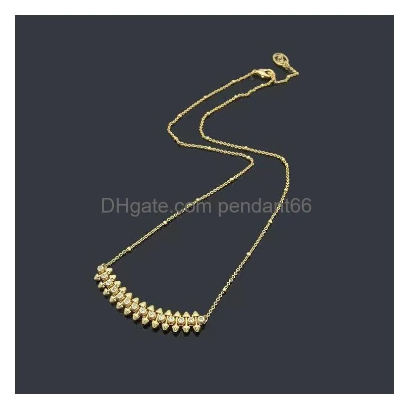 2023 crystal love necklace brand classic bullet head designer necklace for women fashion electroplated 18k gold nail pendant