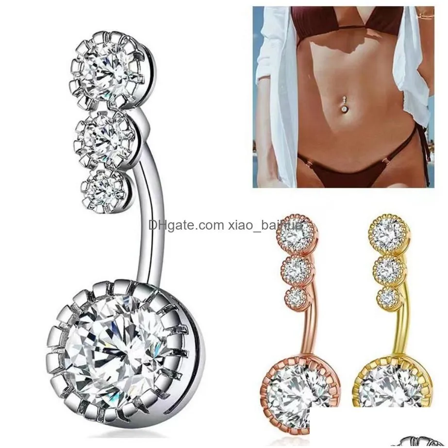 Navel & Bell Button Rings Y Cute Stainless Steel Piercing Shinny Dance Belly Body Jewelry Ring For Women Drop Delivery Dhe2U