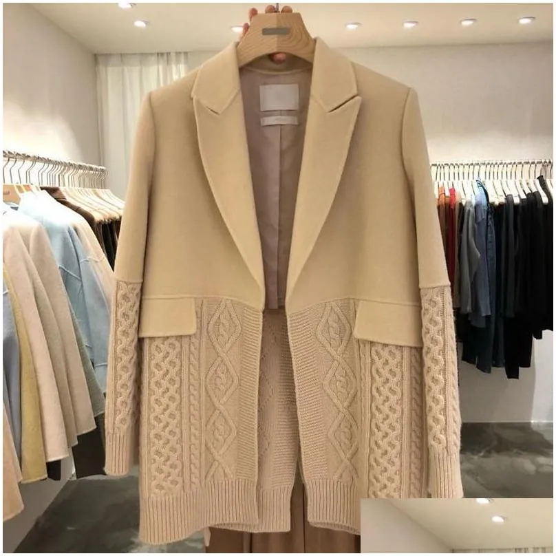 Women`S Suits & Blazers Womens Loose Wild Fashionable Casual Thin No Button Stitching Knitting Design Mid-Length Suit Jacket Female K Dhjde