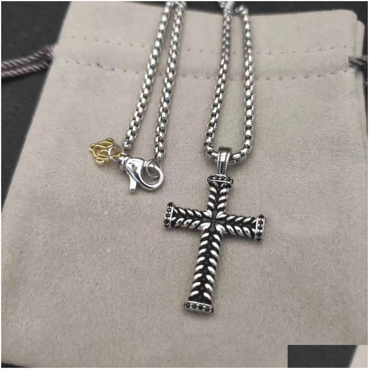 Pendant Necklaces Cross Necklace For Men Dy Jewelry Retro Vintage Designer Mens Chain Sier Man Chains Boyfriend Birthday Party Gift Otnfj