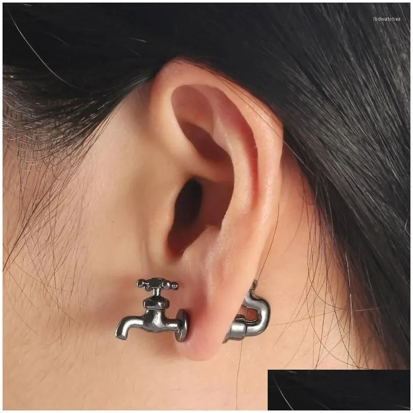 Stud Earrings Water Tap Punk Style Faucet Weird For Women Men Piercing Ear Jewelry Novelty Funny Drop Delivery Earring Otmde