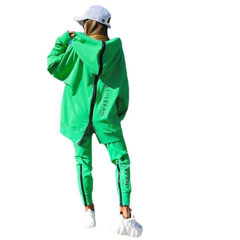 Women`S Tracksuits Womens Two Piece Set Tracksuit Jogging Suit Streetwear Running Sportswear Zipper Hoodies Long Pant Drop Delivery A Dh3Gb