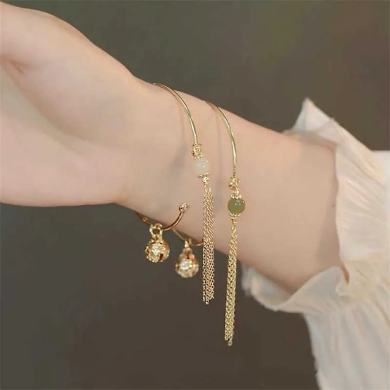 Charm Bracelets Rinhoo Fashion Lucky Transshipment Bead Bell Tassel Bracelet For Women Girl Retro Ethnic Wind Jasper Bracelets Jewelry Gifts