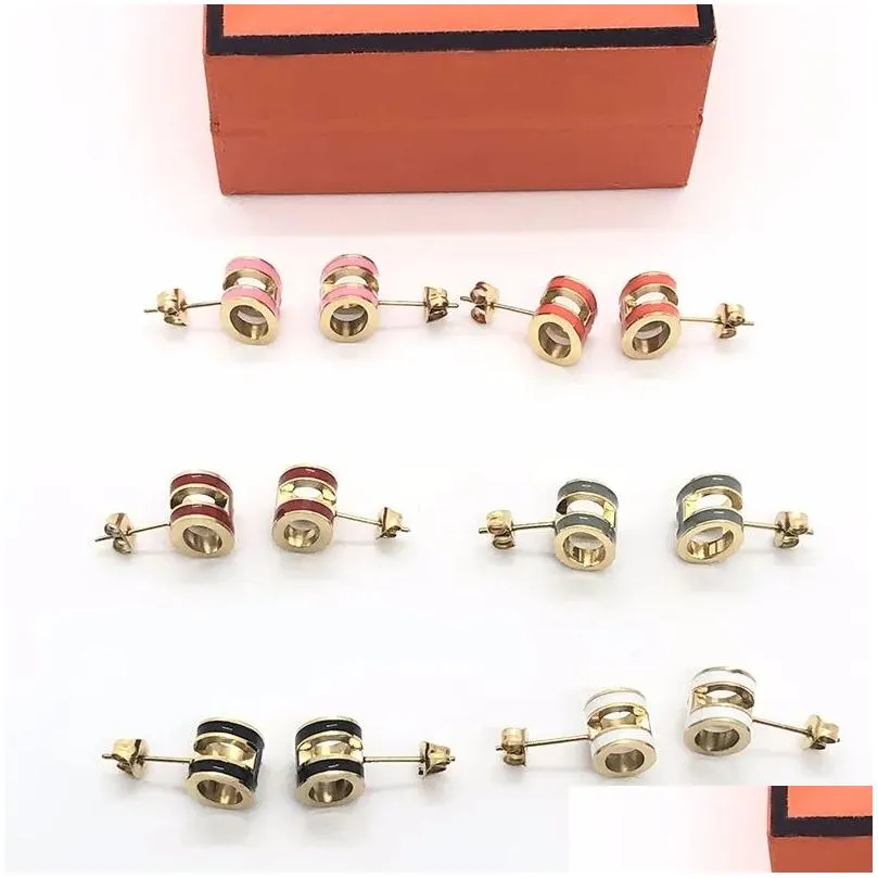 Women stud earrings for women designer enamel temperament simple daily all-match earrings black white red orange color wedding jewelry