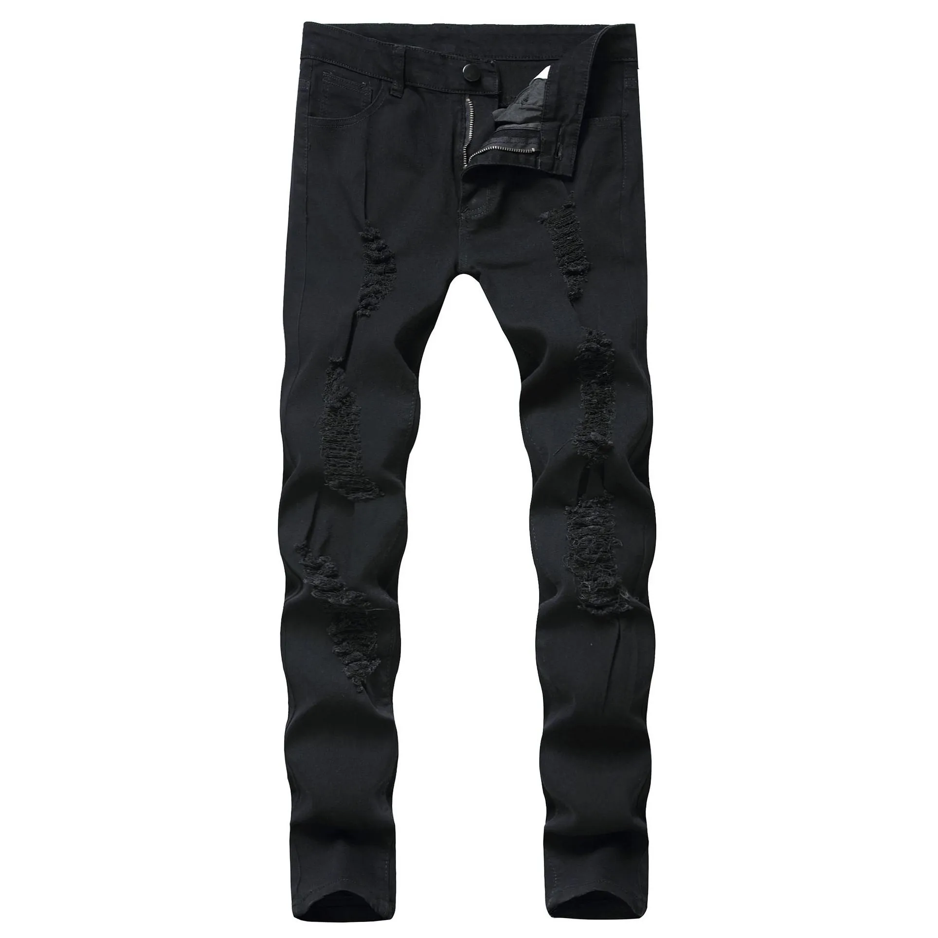 Men`S Jeans Mens Black Slim Fashion Denim Pants Ripped Died Pencil Motorcycle Drop Delivery Apparel Clothing Dhmrc