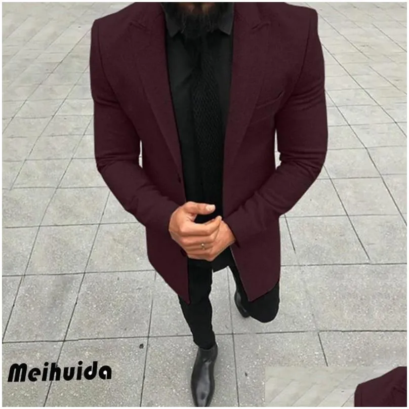 Men`S Trench Coats Gentlemens Coat New Fashion Designer Men Long Autumn Winter Single-Breasted Windproof Slim Plus Size Drop Delivery Dhgq0