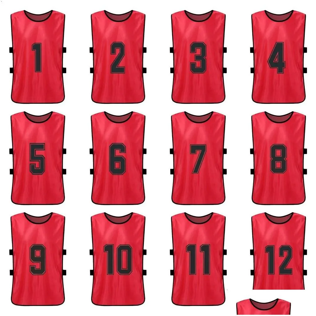 Other Sporting Goods 12 Pc Adts Soccer Pinnies Football Team Jerseys Youth Sports Scrimmage Training Numbered Bibs Practice Vest Drop Dhlpn